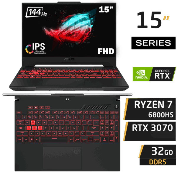 ASUS TUF Dash A15 R7-6800H 32Go DDR5 RTX 3070 8GB
