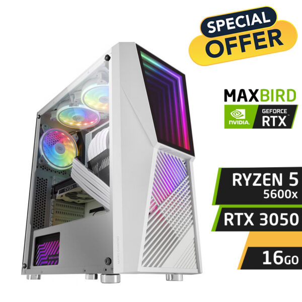 MAXBIRD RYZEN 5 5600x 16GB RTX 3050 SSD 120Go 1To